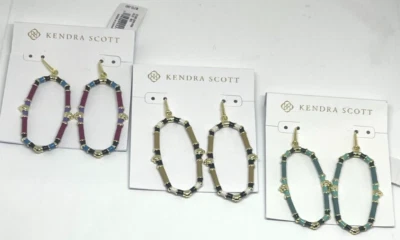 Pendientes Kendra Scott Essie Marco Abierto en Neutro, Verde Mar, Mezcla Orquídea Dorada Foto 1 de 4