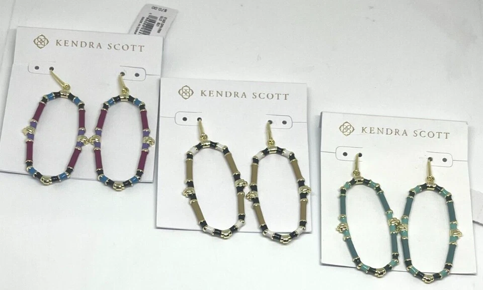 Pendientes Kendra Scott Essie Marco Abierto en Neutro, Verde Mar, Mezcla Orquídea Dorada Foto 1 de 4