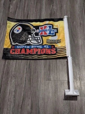 Bandeira de janela de carro Pittsburgh Steelers Super Bowl XL Champions 2006 futebol americano NFL - Imagem 1 de 4