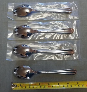 4-Gorham MELON BUD FROSTED Oval SOUP SPOON Stainless Steel Set of 4 New - Picture 1 of 10