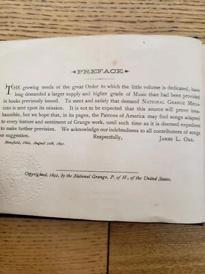 Vintage Grange Melodies 1891 HC embossed with Muskegon/Ravenna MI Grange  Foto 1 de 4