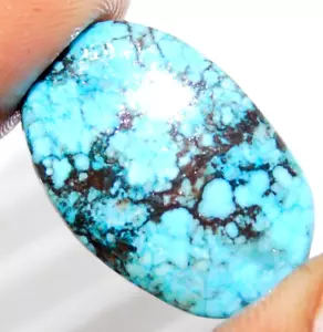 Cabochon ovale turchese certificato naturale 26,50 ct pietra preziosa sfusa 23,9 x 15,5 mm - Foto 1 di 6