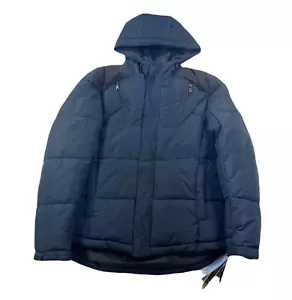 HFX Puffer Jacket Mens Small Navy Blue Hooded Ripstop Wind Water Resistant NEW - Picture 1 of 8