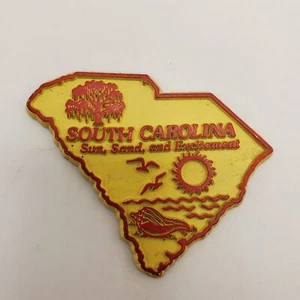 Vintage South Carolina Sun Sand and Excitement Fridge Magnet Yellow 2.3" x 2" - Picture 1 of 2