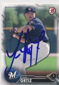 Luis Ortiz Milwaukee Brewers Autographed 2016 Bowman Baseball Card #BD-158 - Picture 1 of 2