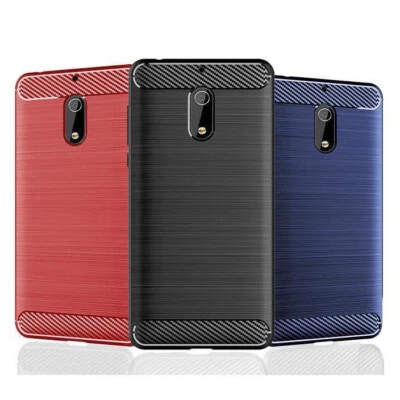 For Nokia 6 6.1 6.1+6.2 6.3 6.4 Shockproof Fiber Brushed Rubber case back cover - Image 1 of 4