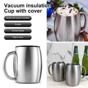 Stainless Steel Mug Lid Thermal Insulated Travel Water Cup Bottle Tea Coffee Cup - Picture 1 of 16
