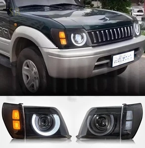 LED Black Front Headlight+Corner Lights Fit For 1996-2002 Toyota Prado LC90/FJ95 - Picture 1 of 12