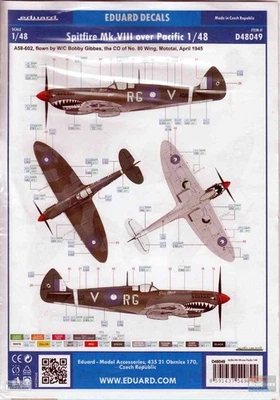 EDUD48049 1:48 Eduard Decals - Spitfire Mk.VIII Over Pacific - Image 1 of 2