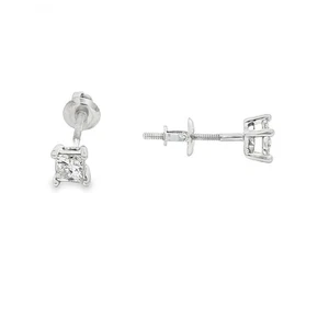 14ct White Gold Diamond Stud Earrings - 4.5x4.5mm - 0.40ct - Picture 1 of 6