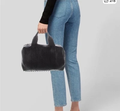 Alexander Wang Black Leather Studded Rocco Bag EUC  Black W Rose Gold Hardware - Image 1 of 4