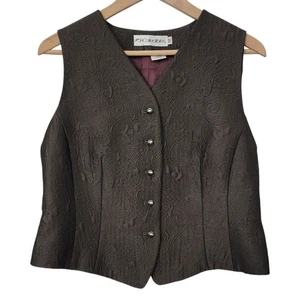 Gilet vintage JH Collectibles 12 marrone steampunk jacquard paisley vittoriano anni 90 y2k - Foto 1 di 11