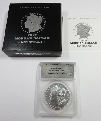 2021 O NEW ORLEANS ANACS MS70 - Silver Morgan Dollar $1 US Coin #56945C - Image 1 of 4