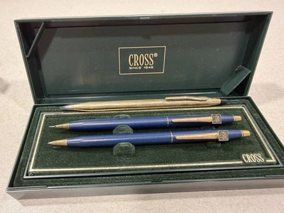 Juego de bolígrafos y lápices cruzados vintage (New York Life) con caja y 1 lápiz relleno de oro Foto 1 de 4