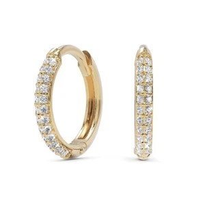 Moissanite Hoop Earrings Solid 14K Yellow Gold 1 CT Excellent Round Cut For Gift - Picture 1 of 5