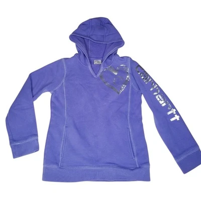 Carhartt Hoodie Girls Medium Purple Silver Heart Hooded Pullover Sweatshirt - Image 1 of 4