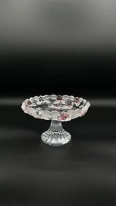 Mikasa Frosted Rose Flowers Pedestal Clear Crystal Candy Dish GERMANY - Picture 1 of 7