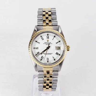 Rolex Date Two-Tone Stainless Steel & Yellow Gold White Dial Wristwatch - 15053 - Image 1 of 4