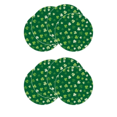 (SET OF 8) BOTB LIHM ST PATRICK'S DAY GREEN SHAMROCK ROUND PLACEMATS  14X14 - Image 1 of 4