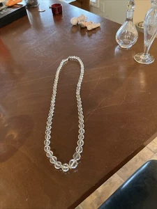 Vintage Graduated Faceted Cut Crystal Glass Bead Necklace 28” Rare Estate - Picture 1 of 8