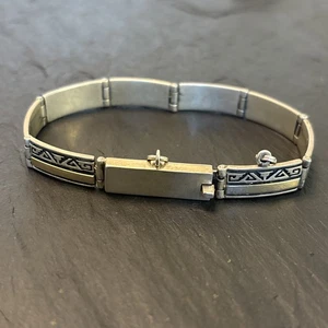 Calvin Begay Navajo 14k Gold Sterling Silver Vintage Panel Link Bracelet 7.25 Hz - Picture 1 of 17