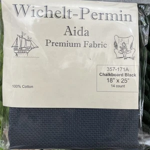Wichelt Permin Cross Stitch 14 count Chalkboard Black charcoal Aida 18" x 25" - Picture 1 of 1