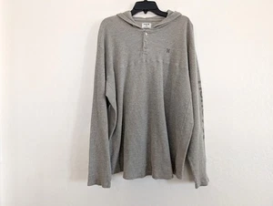 HURLEY Pullover Men's 2XL Gray Henley Waffle Hooded Long Sleeve Casual - Picture 1 of 15