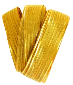 Ribbon Gold Stripe 1 1/2" Wide 5 Yards Wired Wreaths Bows Christmas Trees Gifts - Picture 1 of 2