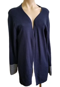 Coldwater Creek Women's Navy Blue and White Open Cardigan Size M - Picture 1 of 4