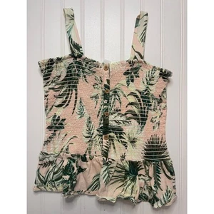 NWOT Old Navy Palm Leaves Ruched Tank Top Ruffles - Size Girl's 14/16 XL - Picture 1 of 5