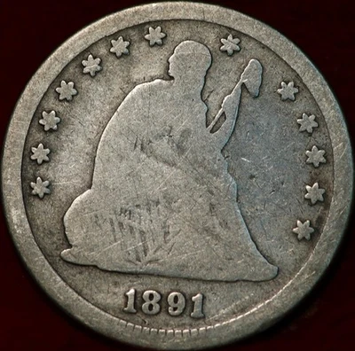 1891 Philadelphia Mint Silver Seated Liberty Quarter - Image 1 of 2