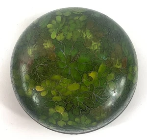 Grün emailliert Metall Cloisonne Deckel Urne Glas Behälter Schmuckkästchen Schnickschnack - Bild 1 von 9