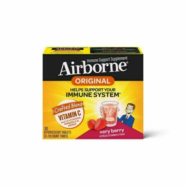 Airborne Immune Support Supplement Strawberry Flavor - 30 Effervescent Tablets