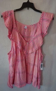 Blusa para mujer suave fluida rosa a rayas azul marino antiguo talla XXL - Imagen 1 de 5