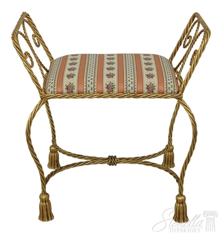L59593EC: Italian Corda & Tassel Gold Finish Iron Bench Cover