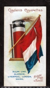 1906 Steamship Lines Flag Card ALLAN BROS. & CO. Liverpool & London ALLAN LINE - Foto 1 di 1