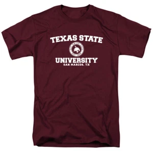 Texas State University Adult T-Shirt Circle Logo, Maroon, S-3XL - Picture 1 of 6