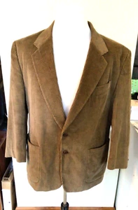 Men's Milano Collezione Adolfo Brown Corduroy Sport Coat Blazer Jacket SZ 44/46R - Picture 1 of 8