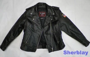 Vtg FIRST Leather Thinsulate Biker Riding Motorcycle Lined Coat Jacket Women SzL - Picture 1 of 14