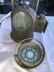 Vintage Kelvin & Hughes Binnacle Ships Compass US Navy Brass Maritime