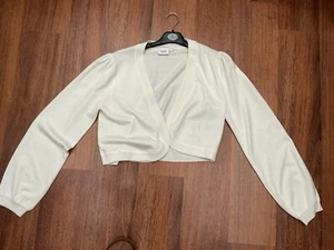 Womens Saint Tropez Tog Clothing Bridal Ivory Open Cardigan Size L 12/14 BNWOT - Picture 1 of 5