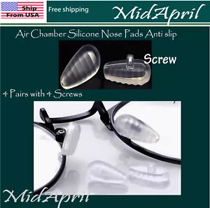 4 pairs anti slip High Quality Air Chamber eyeglass NOSE PADS screw US Seller - Picture 1 of 1