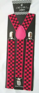 Unisex Adulto Niños Caliente Rosa Negro Cuadros Forma de Y Espalda Tirantes Ajustables-¡Nuevo! - Imagen 1 de 1