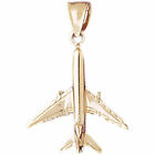 14K Gold 25MM 3D Two Engine Airplane Pendant