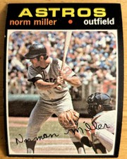 1971 Topps Norm Miller Baseball Card #18 Astros Outfield Low-Grade Good