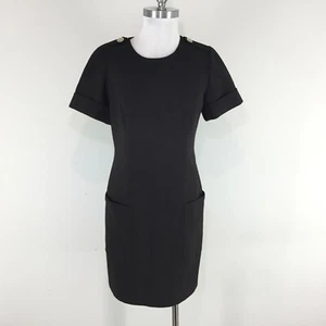 ETCETERA S 4 6 Dark brown Cotton Shift dress cap sleeve Career Pockets EUC - Picture 1 of 4