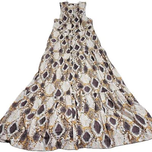 Maeve Anthropologie Womens Brown Sleeveless Snake Print Maxi Dress 10 - Picture 1 of 5