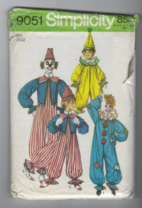 Simplicity 9051 Girls Vtg Style Clown Costumes Pattern Sz 10 - 12 Halloween - Picture 1 of 2