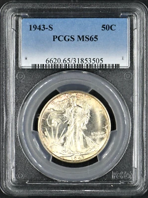 1943 S Walking Liberty Half Dollar PCGS MS 65 - Image 1 of 2