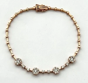 DIAMOND BRACELET 18K ROSE GOLD, 0.87 CAR NATURAL VS DIAMONDS, RET USD $4,000+TAX - Picture 1 of 13